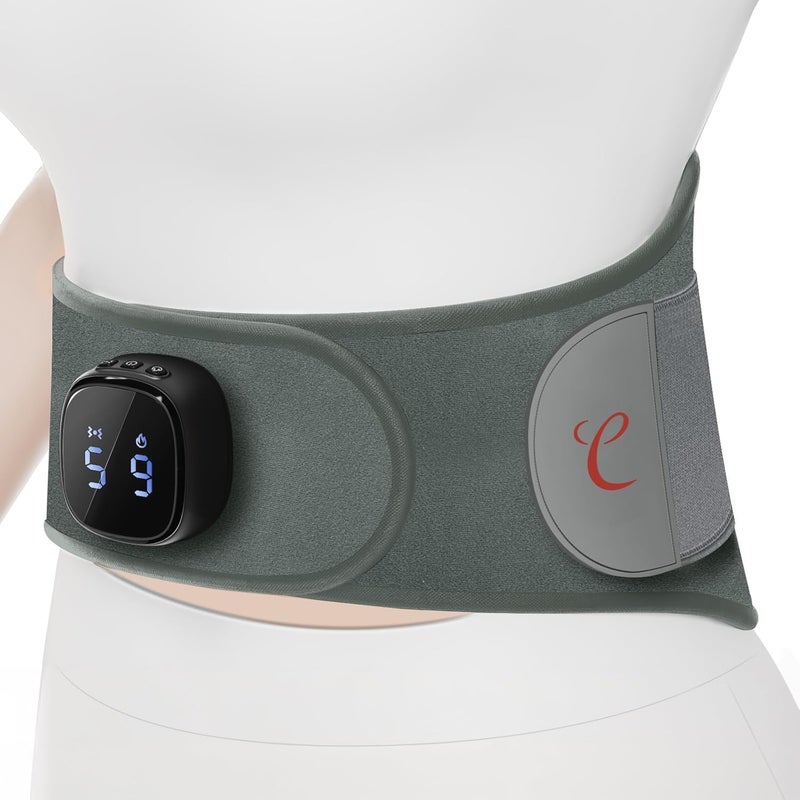 Comfytemp Cordless Portable Heating Pad with Massager for Lower Back Soothing, FSA Eligible HSA 9 Heat 5 Vibration 3 Intensity, Rechargeable Wireless Heated Waist Belt App Control, Gifts for Mom Grey - Image 1